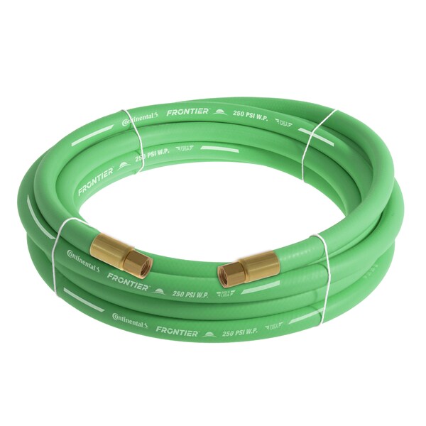 1/2" x 20' Green EPDM Rubber Air Hose, 300 PSI, 1/2" FNPSM x FNPSM